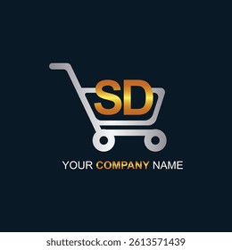 Shopping cart vector SD logo design. SD logo design is used for supermarket or supermall and grocery market.
