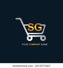Shopping cart vector SG logo design. SG logo design is used for supermarket or supermall and grocery market.