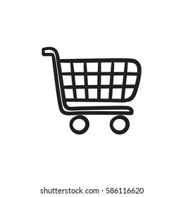 Shopping cart vector sketch icon isolated on background. Hand drawn Shopping cart icon. Shopping cart sketch icon for infographic, website or app.