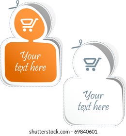 Shopping cart. Vector sticker set.