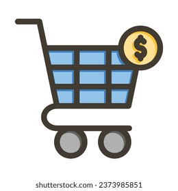 Shopping Cart Vector Thick Line Filled Colors Icon For Personal And Commercial Use.
