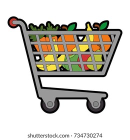 shopping cart with vegetables