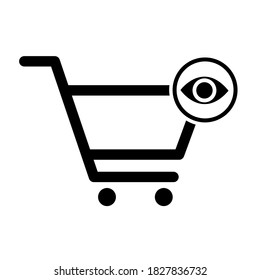 Shopping cart view sale icon, market story shop vector illustration symbol isolated on white background