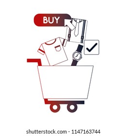 shopping cart watch clothes clicking buy online