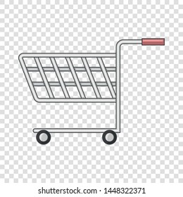 Shopping cart with wheels icon. Cartoon illustration of shopping cart with wheels vector icon for web design