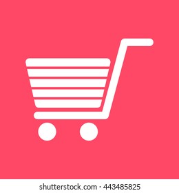 Shopping Cart white icon on magenta color background. Eps-10.