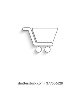 Shopping cart - white vector icon  with shadow
