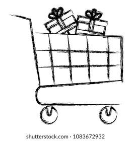 shopping cart wit gift boxes