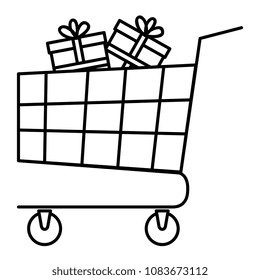 shopping cart wit gift boxes
