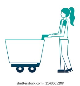 shopping cart with woman character