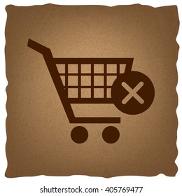 Shopping Cart and X Mark Icon, delete sign