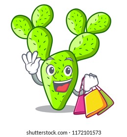 Shopping cartoon opuntia cactus in the desert