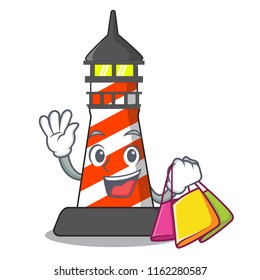 Shopping cartoon realistic red lighthouse building