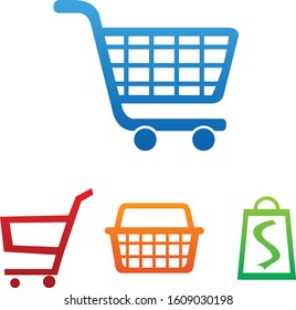 Shopping carts and shopping bag icons vector illustration 