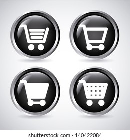 shopping carts buttons over gray background vector illustration