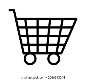 Shopping carts flat line icon. Outline sign for mobile concept and web design, store.
