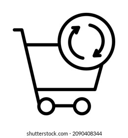 Shopping carts flat line icon. Outline sign for mobile concept and web design, store.