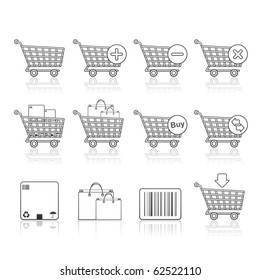 Shopping Carts icon set 21 - Strokes Series.  Vector EPS 8 format, easy to edit.