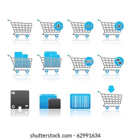 Shopping Carts icon set 21 - Blue Series.  Vector EPS 8 format, easy to edit.