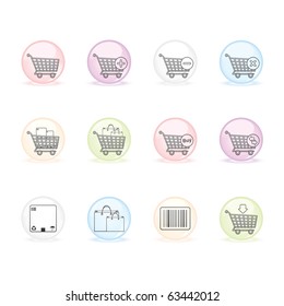 Shopping Carts icon set 21 - Sphere Series.  Vector EPS 8 format, easy to edit.