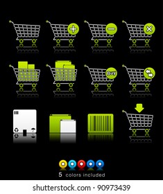 Shopping Carts icon set 21 - Multi Color Series. Icon set in EPS 8 format, contains five color variations in different layers