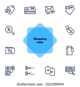 Shopping carts line icon set. Coupon, sale, buying. Shopping concept. Vector illustration can be used for topics like profit, advertising, marketing