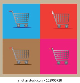 shopping carts over beige background vector illustration 