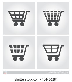 Shopping carts. Set of flat icons. Vector illustration