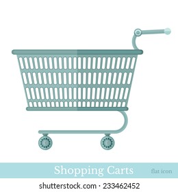 shopping carts side view on white