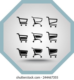Shopping carts sign icon, vector illustration. Flat design style