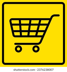 Shopping Carts Sign, Sticker With Yellow Background, For Print, Plot, Cut.