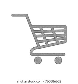 Shopping carts sign. Vector. Shaded gray icon on white background. Isolated.
