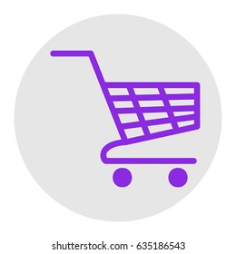 Shopping carts sign. Vector. Violet flat icon on light gray circle at white background. Isolated.