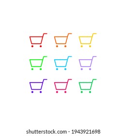 Shopping carts of various colors
