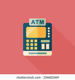 shopping cash register flat icon with long shadow,eps10