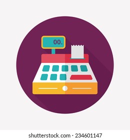 shopping cash register flat icon with long shadow,eps10