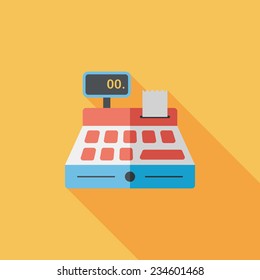 shopping cash register flat icon with long shadow,eps10