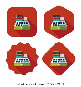 shopping cash register flat icon with long shadow,eps10