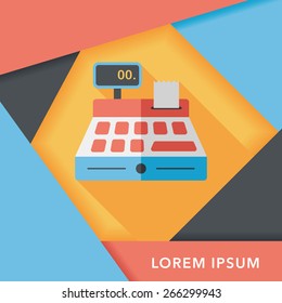 shopping cash register flat icon with long shadow,eps10