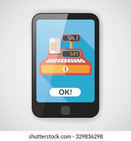 shopping cash register flat icon with long shadow,eps10