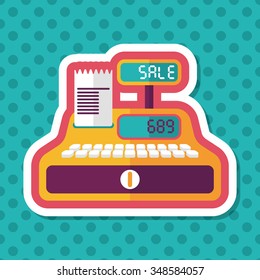 shopping cash register flat icon with long shadow,eps10