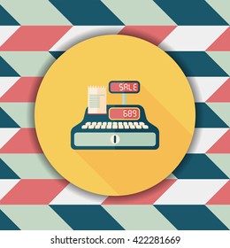 shopping cash register flat icon with long shadow,eps10