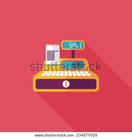 shopping cash register flat icon with long shadow,eps10