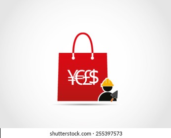 Shopping Cement Spoon Worker Construction