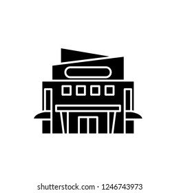 Shopping center black icon, vector sign on isolated background. Shopping center concept symbol, illustration 