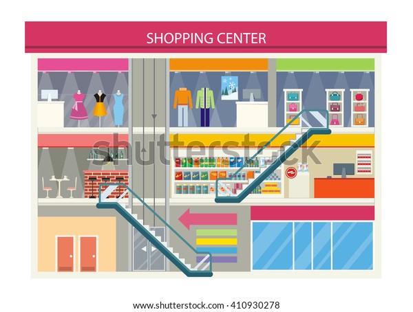 Shopping Center Buiding Design Shopping Mall Stock Vector (Royalty Free ...