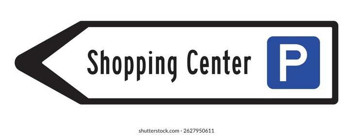 Shopping Center Directional Sign with Parking Information – High Quality Vectorial Stock Graphic