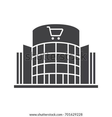 Shopping center glyph icon. Silhouette symbol. Emporium. Negative space. Vector isolated illustration