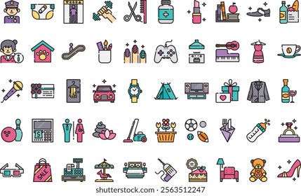 Shopping center icons High-Quality Vector Icons Collection with Editable Stroke. Ideal for Professional and Creative Projects.