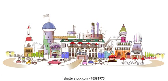 shopping center illustration